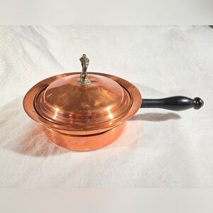 Elegant Copper Chafing Saucepan with Black Handle